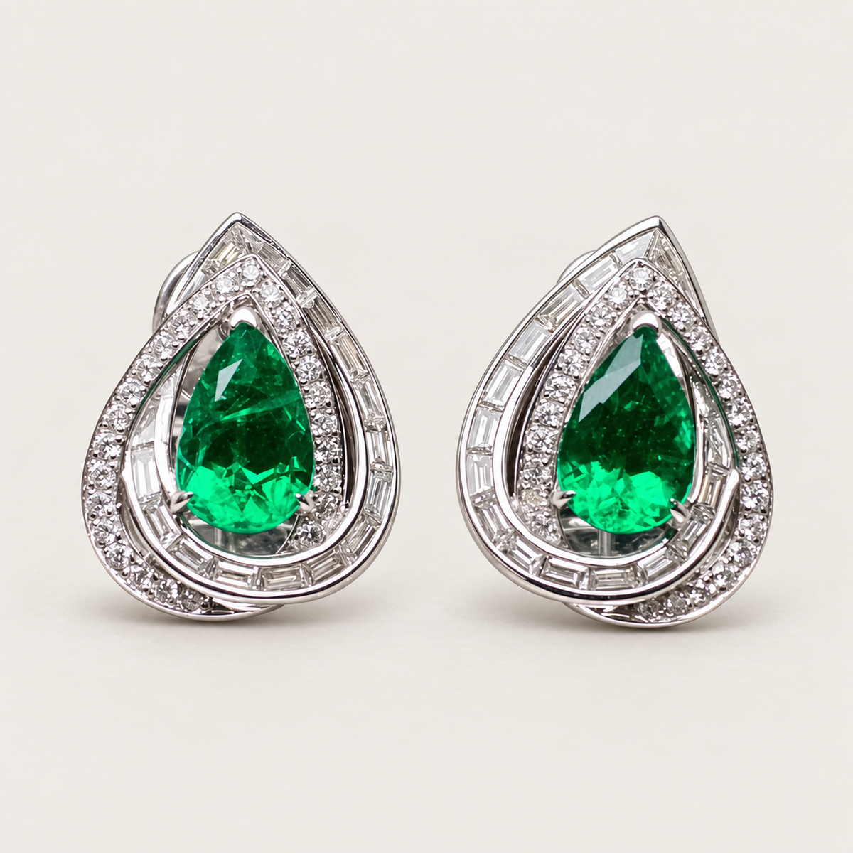 1.06 CT Colombian Emerald and Diamond Earrings