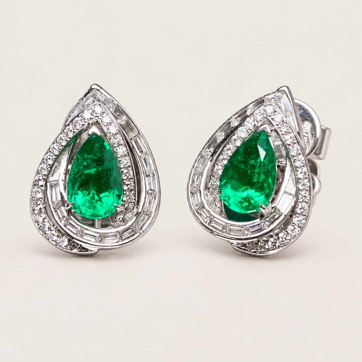 1.06 CT Colombian Emerald and Diamond Earrings