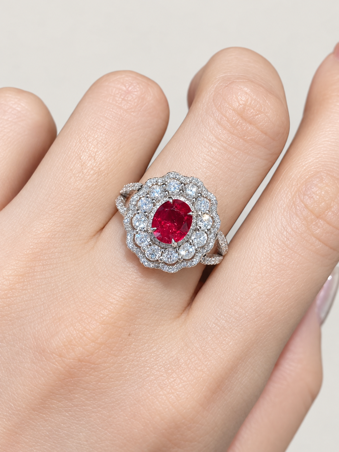 1.19 Carat No-Heat Pigeon Blood Ruby and Diamond Ring