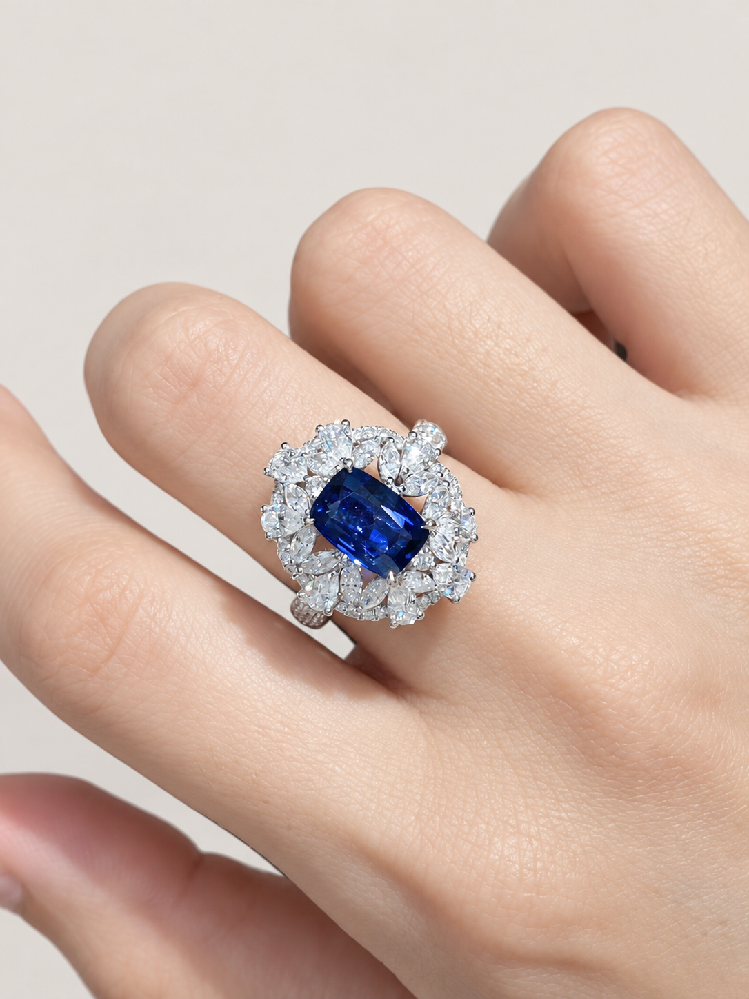 2.11 CT No-Heat Burmese Royal Blue Sapphire and Diamond Ring