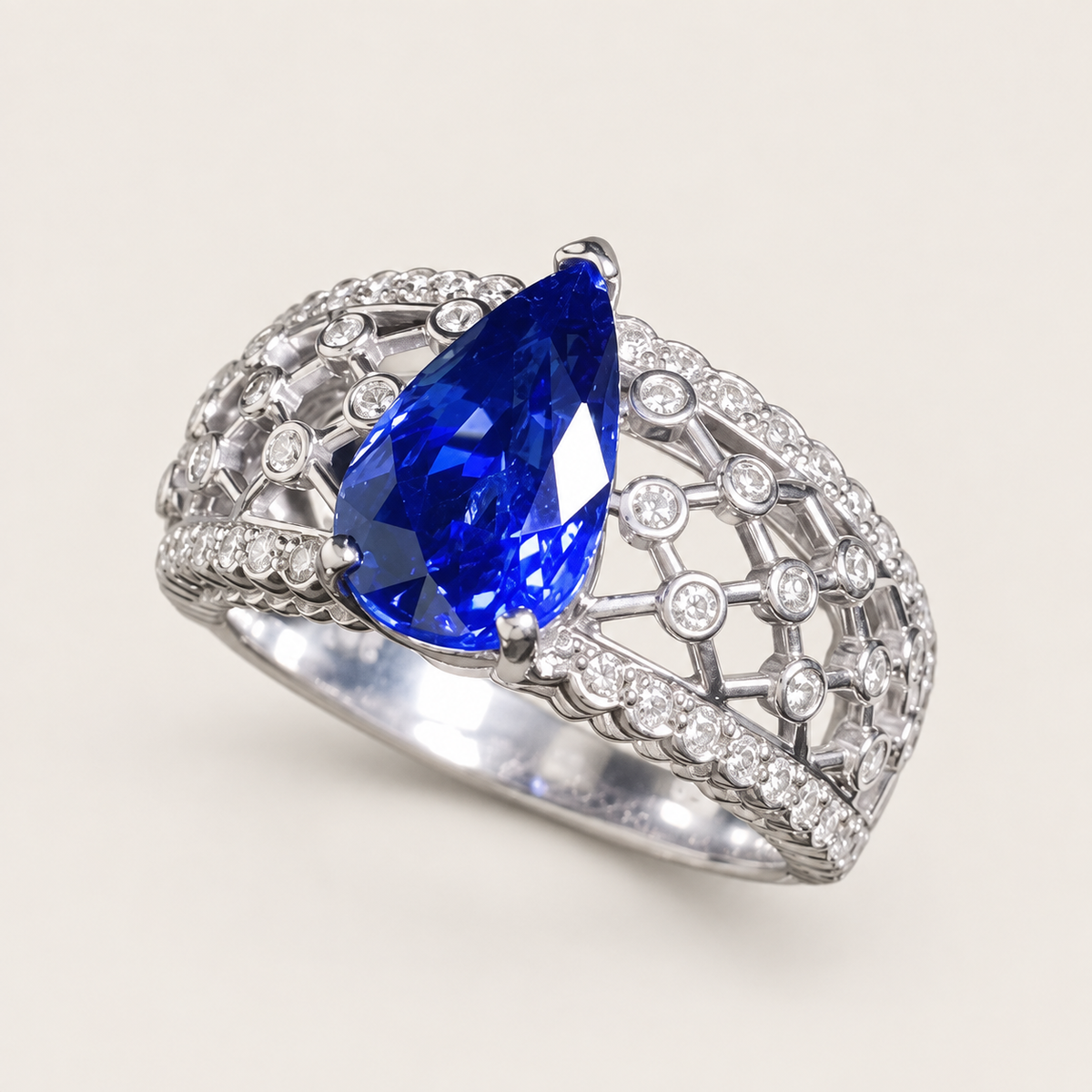 3.00 CT Sri Lankan Royal Blue Sapphire and Diamond Ring