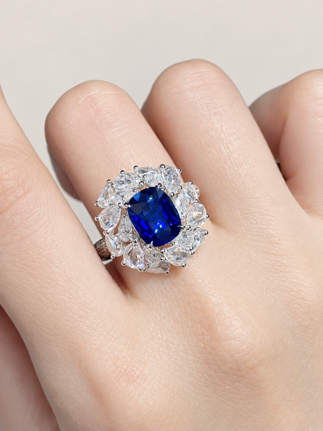 3.11 Carat No-Heat Royal Blue Ceylon Sapphire and Diamond Ring