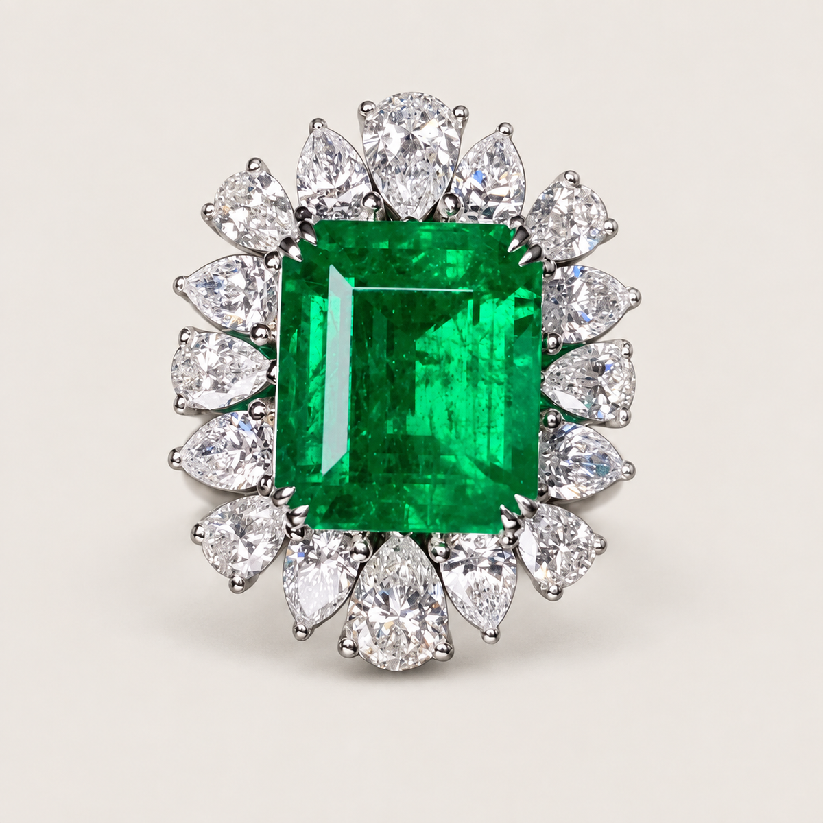 6.49 CT Guild Verdant Green Emerald and Diamond Ring