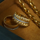18k Yellow Gold Diamond Leaf Ring