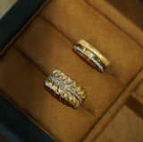 18k Yellow Gold Diamond Leaf Ring