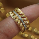 18k Yellow Gold Diamond Leaf Ring