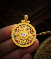 Nine Treasures Compass enamel detail reference