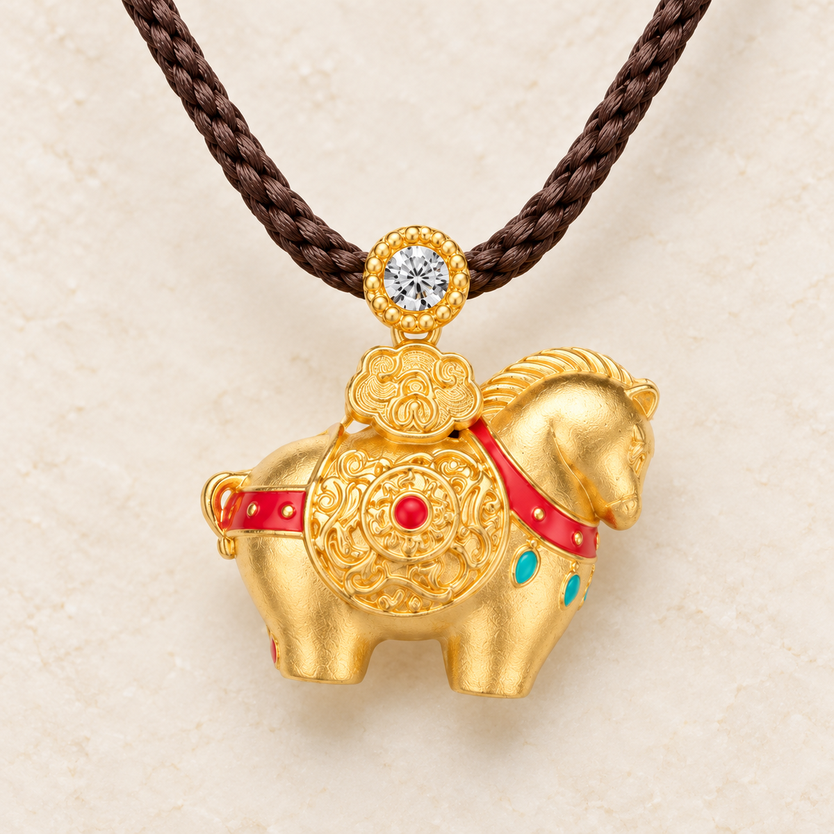Tang Horse Fortune Pendant Necklace
