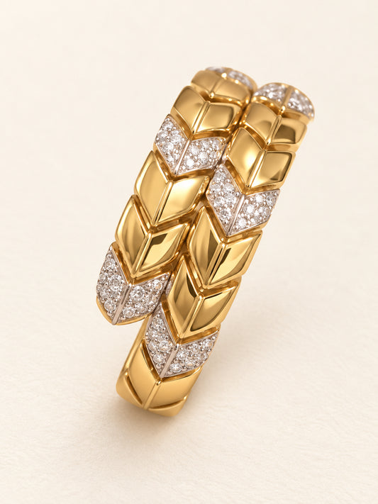 Italian Charm Diamond Ring in 18k Yellow Gold
