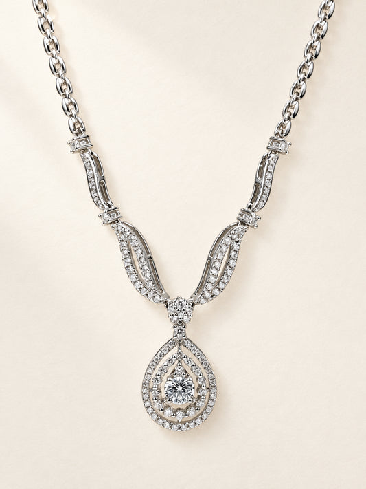 Pear Shaped Diamond Necklace in 18k White Gold