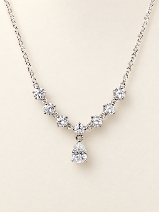 Fancy Shape Drop Diamond Necklace in 18k White Gold