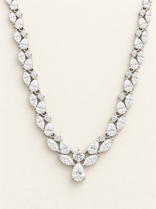 8.36ct Mixed Shape Eternity Diamond Necklace in 18k White Gold