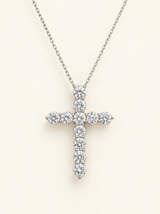 1.65 Carat Round Diamond Cross Pendant with Adjustable Chain