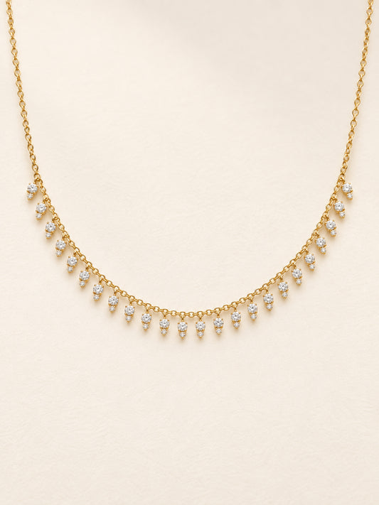 Diamond Drop Station Necklace in 18k Yellow Gold