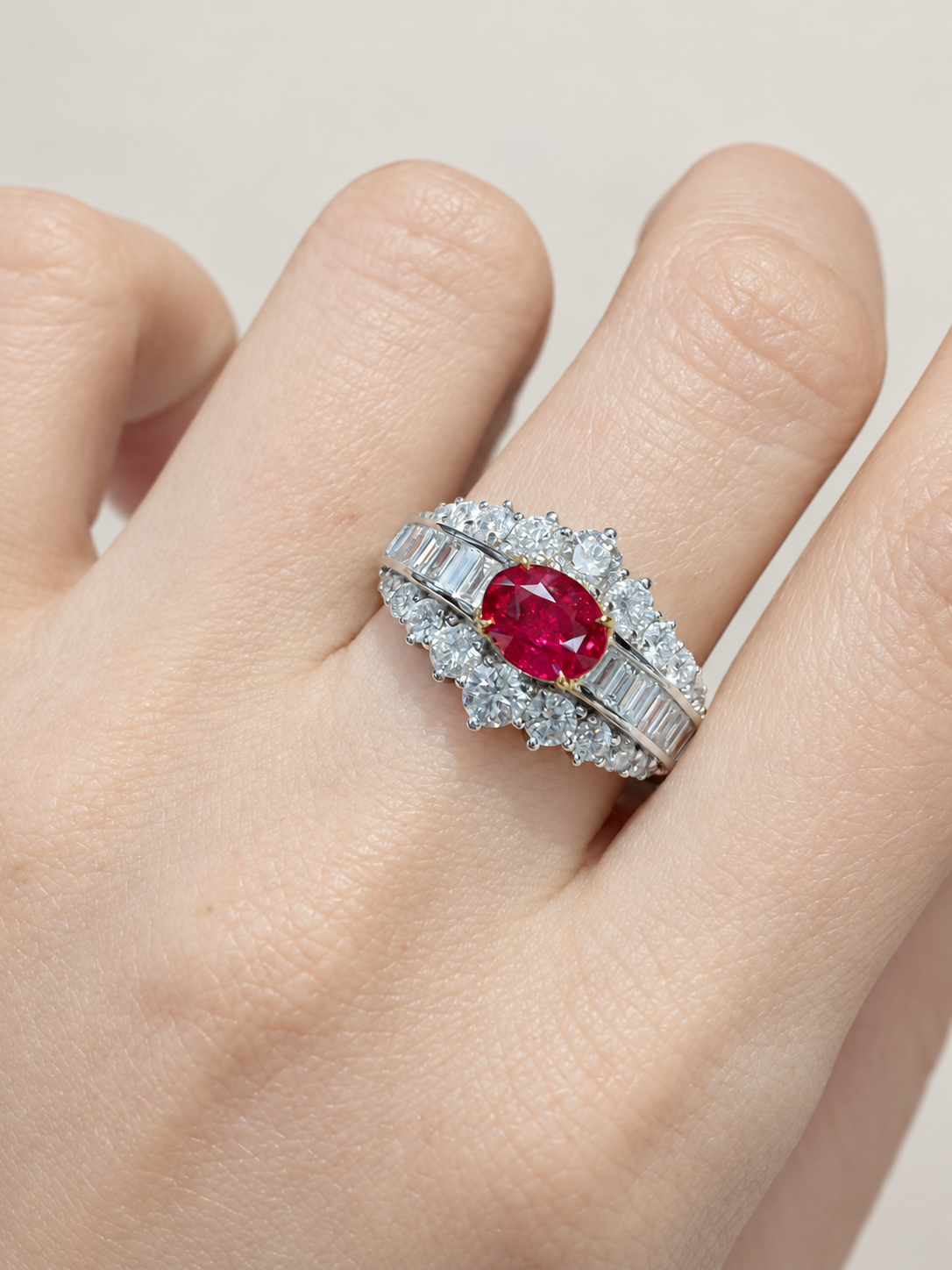 1.09 Carat GRS Certified No-Heat Pigeon Blood Ruby and Diamond Ring