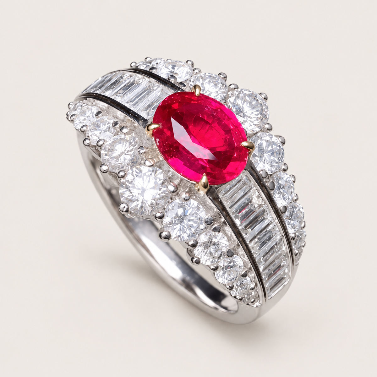 1.09 Carat GRS Certified No-Heat Pigeon Blood Ruby and Diamond Ring