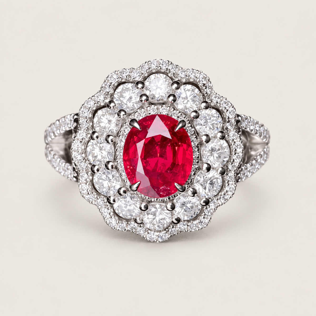 1.19 Carat No-Heat Pigeon Blood Ruby and Diamond Ring