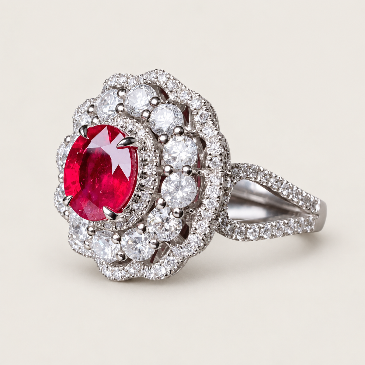 1.19 Carat No-Heat Pigeon Blood Ruby and Diamond Ring