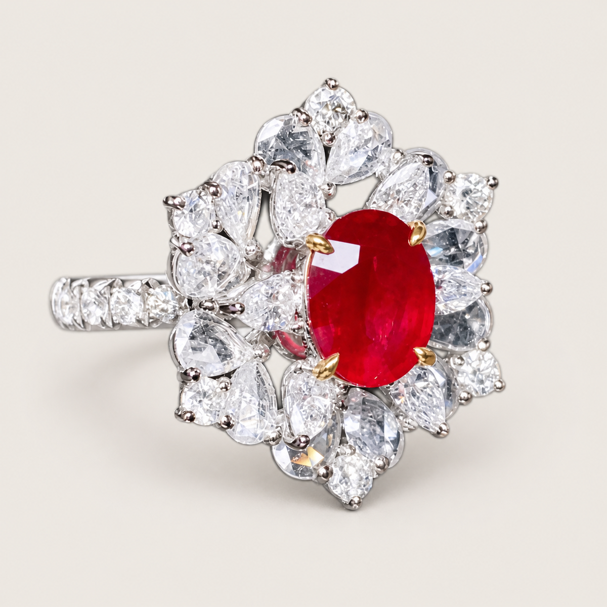 1.32 Carat AIGS Certified No-Heat Pigeon Blood Ruby and Diamond Ring