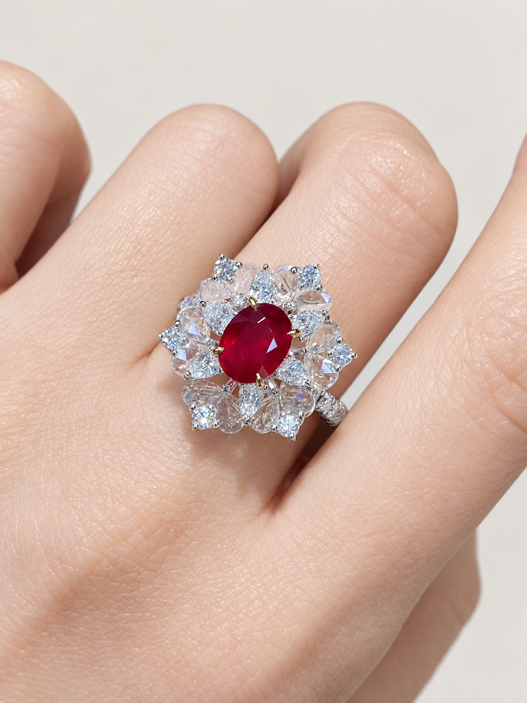 1.32 Carat AIGS Certified No-Heat Pigeon Blood Ruby and Diamond Ring
