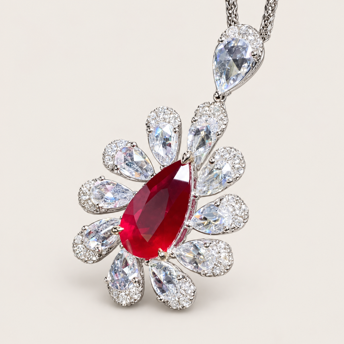 2.01 Carat AIGS Certified No-Heat Pigeon Blood Ruby and Diamond Pendant