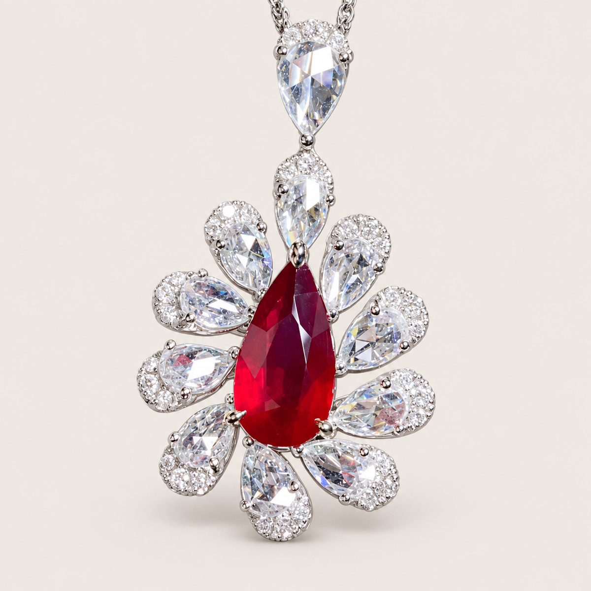 2.01 Carat AIGS Certified No-Heat Pigeon Blood Ruby and Diamond Pendant