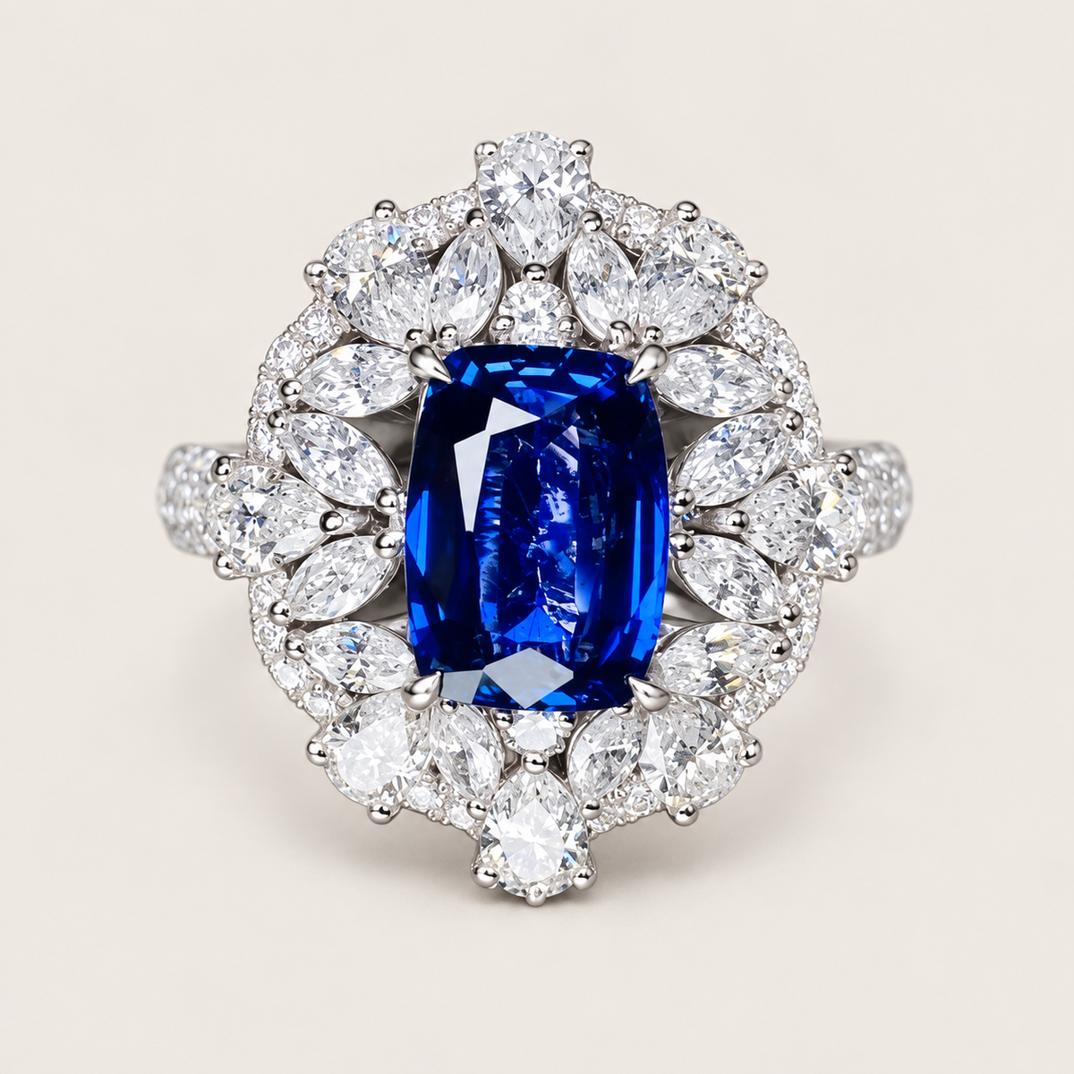 2.11 CT No-Heat Burmese Royal Blue Sapphire and Diamond Ring