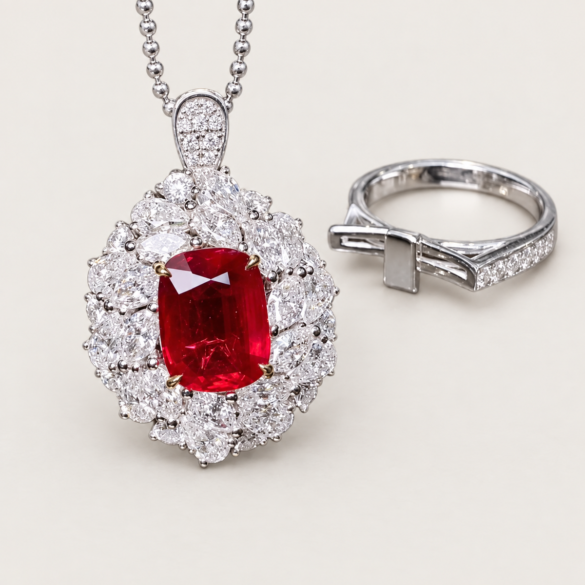3.04 Carat No-Heat Pigeon Blood Ruby Convertible Ring & Pendant