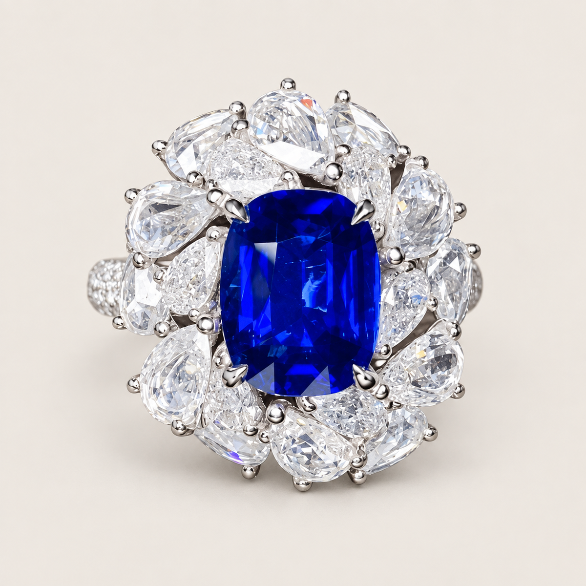 3.11 Carat No-Heat Royal Blue Ceylon Sapphire and Diamond Ring