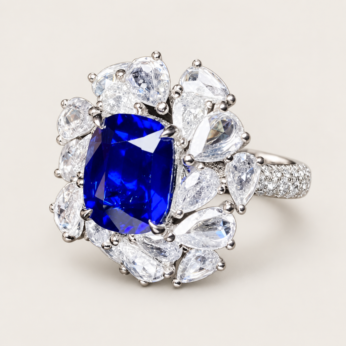 3.11 Carat No-Heat Royal Blue Ceylon Sapphire and Diamond Ring