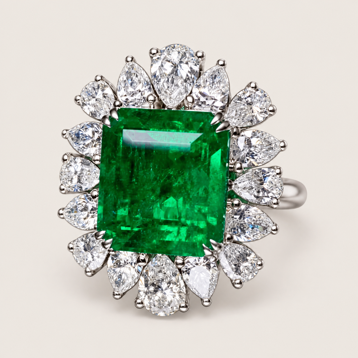 6.49 CT Guild Verdant Green Emerald and Diamond Ring