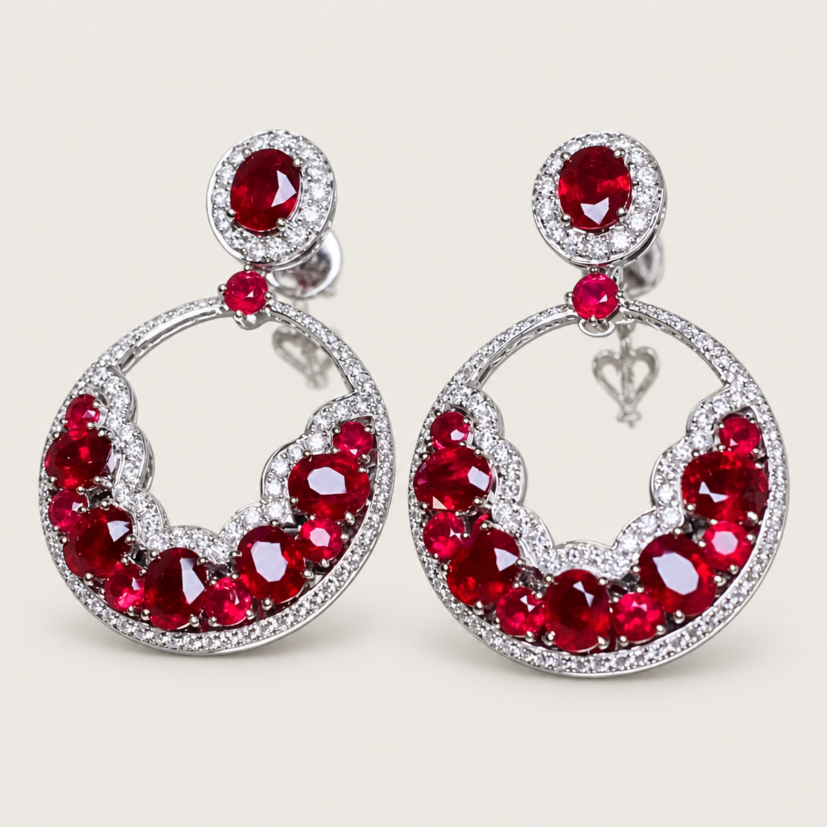 4.8CT Pigeon Blood Ruby & Diamond Statement Earrings