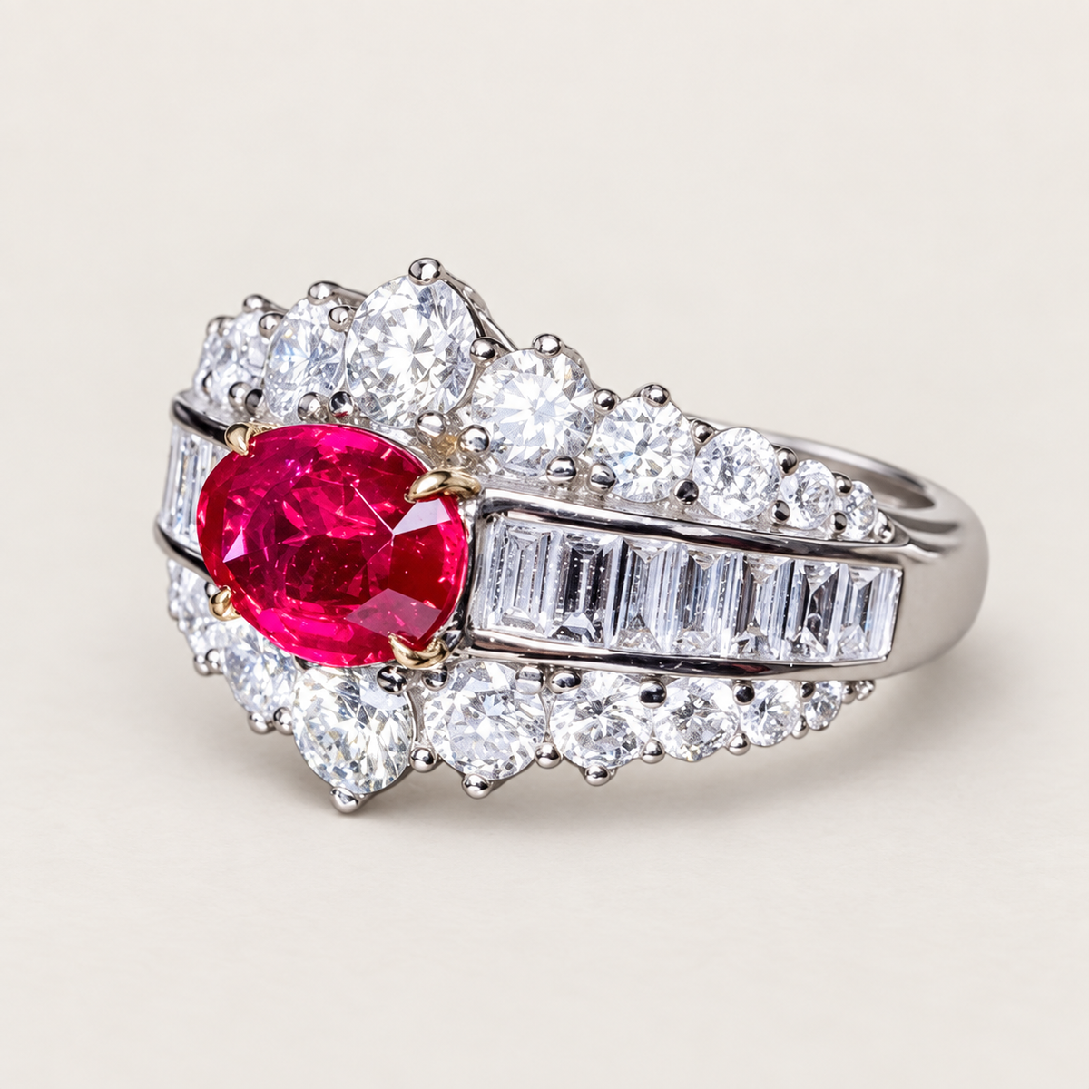 1.09 Carat GRS Certified No-Heat Pigeon Blood Ruby and Diamond Ring