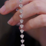 6.32ct Heart Shaped Diamond Tennis Bracelet in 18k White Gold