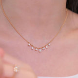 Round and Pear Shaped Diamond Droplet Necklace