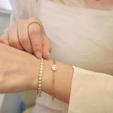 4.85ct Bezel Set Round Diamond Tennis Bracelet in 18k Yellow Gold