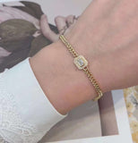 Cuban Link Chain Emerald Cut Diamond Bracelet in 18k Yellow Gold