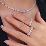 Heart Shape Seven Stone Diamond Ring in 18k White Gold